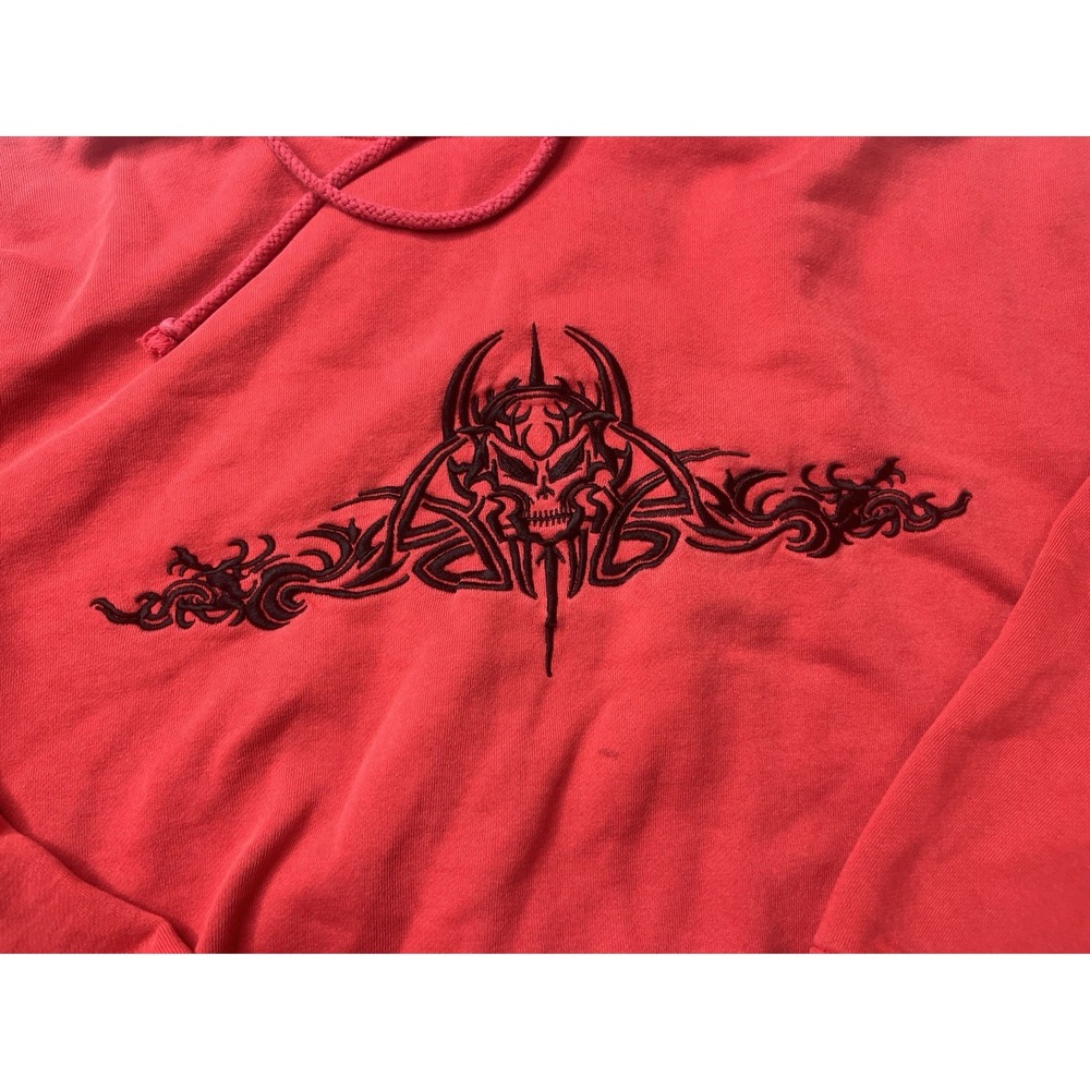 Vtg Top Heavy Hoodie Y2K Skull Red Black Size XL Skater Pullover *Read - Picture 2 of 11